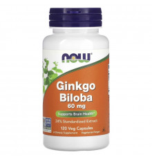 NOW Foods, Ginkgo Biloba, 60 mg, 120 Veg Capsules