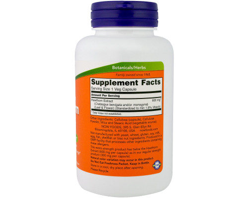 Now Foods, Экстракт Боярышника для Роста Силы, 600 мг, 90 Растительных капсул Now Foods, Экстракт Боярышника для Роста Силы, 600 мг, 90 Растительных капсул