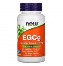 Now Foods, ЭГКГ, экстракт зеленого чая, 400 мг, 90 растительных капсул