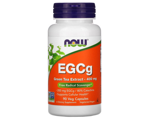 Now Foods, ЭГКГ, экстракт зеленого чая, 400 мг, 90 растительных капсул