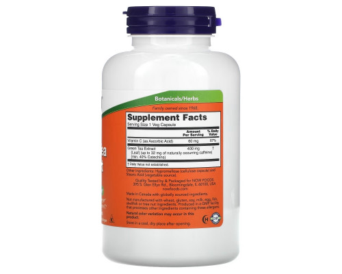 Now Foods, Экстракт зеленого чая, 400 мг, 250 растительных капсул