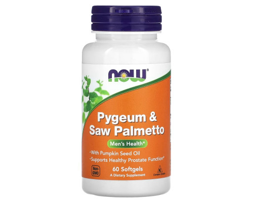 NOW Foods, Pygeum & Saw Palmetto, для мужского здоровья, 60 мягких таблеток NOW Foods, Pygeum & Saw Palmetto, для мужского здоровья, 60 мягких таблеток