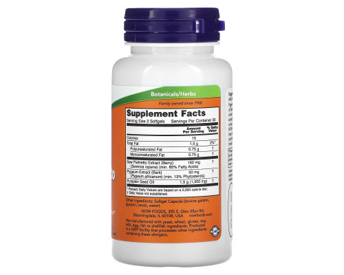 NOW Foods, Pygeum & Saw Palmetto, для мужского здоровья, 60 мягких таблеток NOW Foods, Pygeum & Saw Palmetto, для мужского здоровья, 60 мягких таблеток