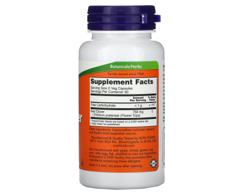 Now Foods Красный клевер 375 мг 100 капсул Now Foods Красный клевер 375 мг 100 капсул