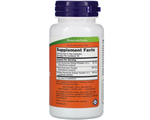 Now Foods Грибы Рей-Ши 270 мг 100 капсул Now Foods Грибы Рей-Ши 270 мг 100 капсул