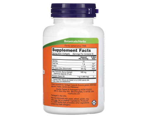 Now Foods Экстракт сереноа 90 гелевых капсул Now Foods Экстракт сереноа 90 гелевых капсул