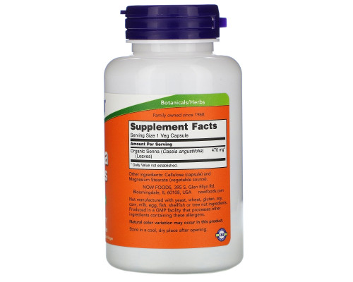 Now Foods Листья сенна 470 мг 100 капсул Now Foods Листья сенна 470 мг 100 капсул