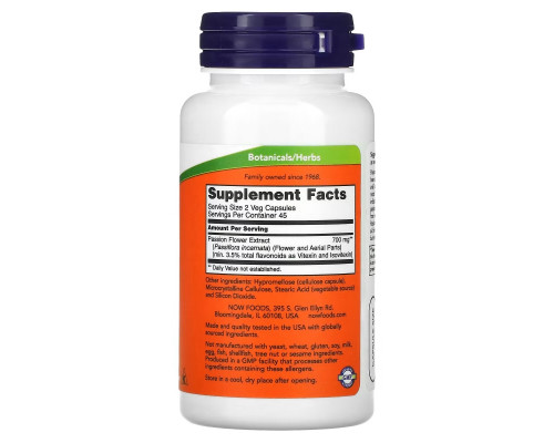Now Foods Экстракт страстоцвета 350 мг 90 вегетарианских капсул Now Foods Экстракт страстоцвета 350 мг 90 вегетарианских капсул