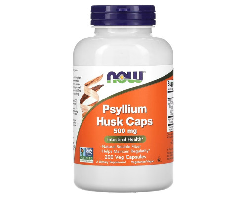 NOW Foods, Psyllium Hush Caps, 500 mg, 200 Veg Capsules NOW Foods, Psyllium Hush Caps, 500 mg, 200 Veg Capsules