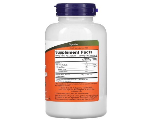 NOW Foods, Psyllium Hush Caps, 500 mg, 200 Veg Capsules NOW Foods, Psyllium Hush Caps, 500 mg, 200 Veg Capsules
