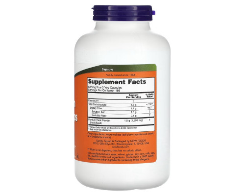 Now Foods Оболочки семян подорожника 500 капсул Now Foods Оболочки семян подорожника 500 капсул