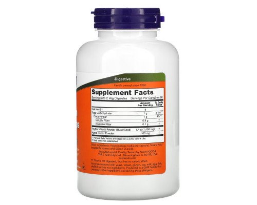 Now Foods Шелуха семян подорожника 700 мг 180 капсул Now Foods Шелуха семян подорожника 700 мг 180 капсул