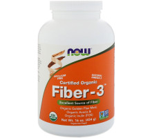 Now Foods 100% сертифицированная органика Клетчатка Fiber-3 16 унций (454 г)