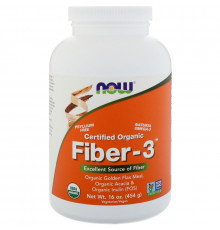 Now Foods 100% сертифицированная органика Клетчатка Fiber-3 16 унций (454 г)