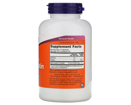 Now Foods Говяжий желатин 550 мг 200 капсул Now Foods Говяжий желатин 550 мг 200 капсул
