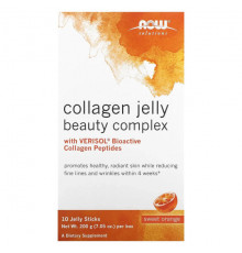 Для мышц и суставов NOW Foods, Solutions, Collagen Jelly Beauty Complex, сладкий апельсин, 10 желейных палочек, 20 г (0,705 унции)