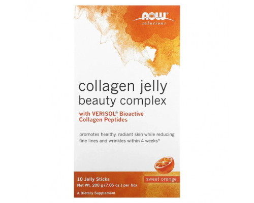 Для мышц и суставов NOW Foods, Solutions, Collagen Jelly Beauty Complex, сладкий апельсин, 10 желейных палочек, 20 г (0,705 унции) Для мышц и суставов NOW Foods, Solutions, Collagen Jelly Beauty Complex, сладкий апельсин, 10 желейных палочек, 20 г (0,705 унции)