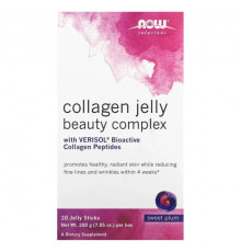 Для мышц и суставов NOW Foods, Solutions, Collagen Jelly Beauty Complex, сладкая слива, 10 желейных палочек, 20 г (0,705 унции)