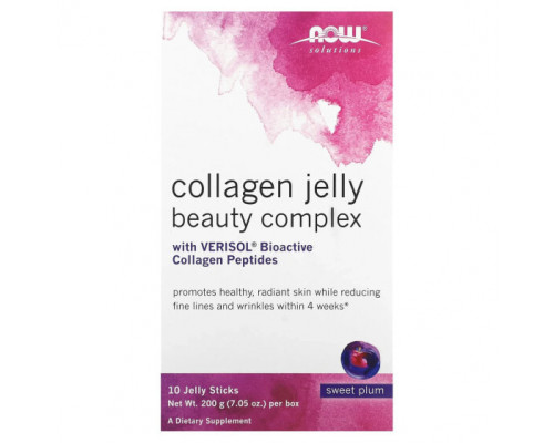 Для мышц и суставов NOW Foods, Solutions, Collagen Jelly Beauty Complex, сладкая слива, 10 желейных палочек, 20 г (0,705 унции) Для мышц и суставов NOW Foods, Solutions, Collagen Jelly Beauty Complex, сладкая слива, 10 желейных палочек, 20 г (0,705 унции)