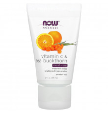 Now Foods Solutions Увлажняющий крем с витамином С и облепихой, для осветления и омоложения кожи, 2 унций (59 мл)