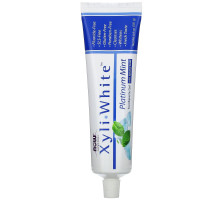 Now Foods Solutions Xyli-White гелевая зубная паста с гидрокарбонатом натрия без фтористых соединений Мята Platinum 6.4 унций (181 г)