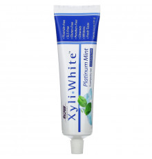 Now Foods Solutions Xyli-White гелевая зубная паста с гидрокарбонатом натрия без фтористых соединений Мята Platinum 6.4 унций (181 г)