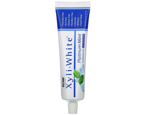 Now Foods Solutions Xyli-White гелевая зубная паста с гидрокарбонатом натрия без фтористых соединений Мята Platinum 6.4 унций (181 г) Now Foods Solutions Xyli-White гелевая зубная паста с гидрокарбонатом натрия без фтористых соединений Мята Platinum 6.4 унций (181 г)