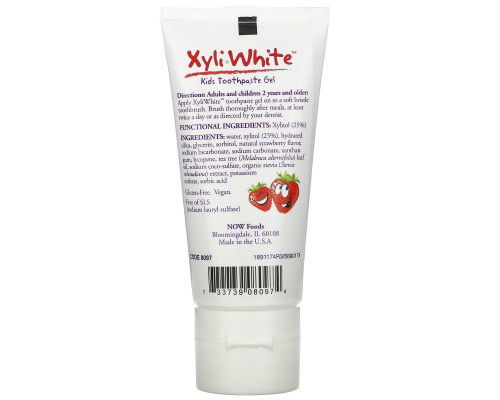 Now Foods Детский гель для зубов XyliWhite без фтора клубничный вкус 3.0 унций (85 г) Now Foods Детский гель для зубов XyliWhite без фтора клубничный вкус 3.0 унций (85 г)