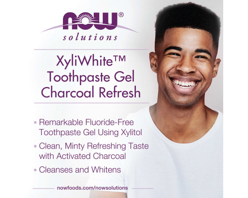 NOW Foods, Solutions, XyliWhite, освежающая зубная гель-паста с древесным углем, мята, 181 г (6,4 унции) NOW Foods, Solutions, XyliWhite, освежающая зубная гель-паста с древесным углем, мята, 181 г (6,4 унции)
