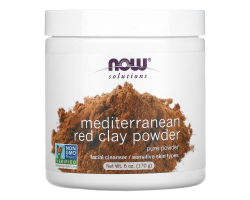 Now Foods, Solutions Марокканская Красная глина в порошке, для очищения и улучшения тонуса кожи лица, в порошке 6 унций (170 г)