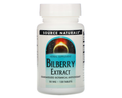 Source Naturals, Экстракт черники, 50 мг, 120 таблеток Source Naturals, Экстракт черники, 50 мг, 120 таблеток