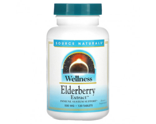 От гриппа и простуды Source Naturals, Wellness, экстракт бузины, 166 мг, 120 таблеток От гриппа и простуды Source Naturals, Wellness, экстракт бузины, 166 мг, 120 таблеток