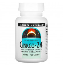 Source Naturals, Гинкго-24, 40 мг, 120 таблеток