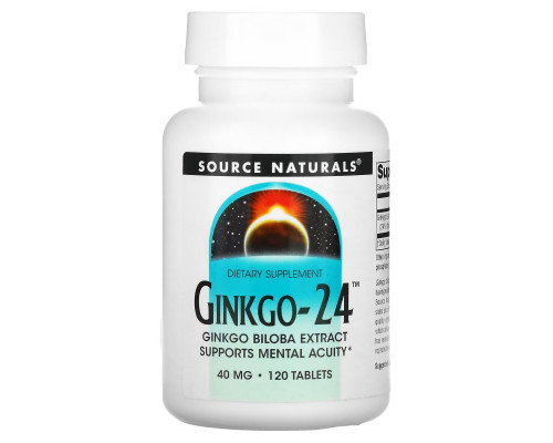 Source Naturals, Гинкго-24, 40 мг, 120 таблеток Source Naturals, Гинкго-24, 40 мг, 120 таблеток