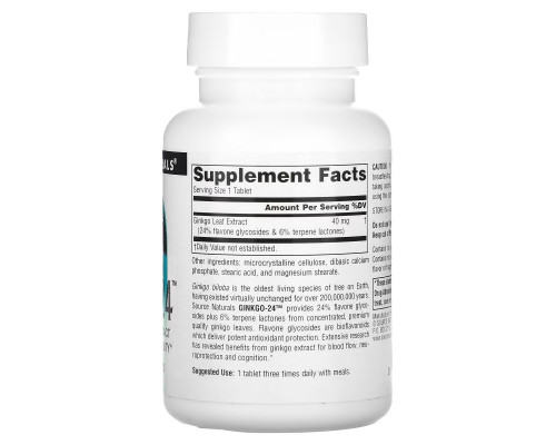 Source Naturals, Гинкго-24, 40 мг, 120 таблеток Source Naturals, Гинкго-24, 40 мг, 120 таблеток