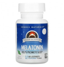 БАДы Source Naturals, Sleep Science, мелатонин, 2,5 мг, 60 леденцов