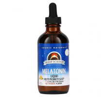 БАДы Source Naturals, Мелатонин, сублингвальная жидкость, натуральный ароматизатор со вкусом апельсина, 118,28 мл (4 жидких унции)