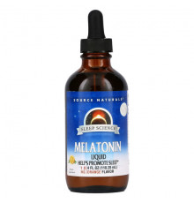 БАДы Source Naturals, Мелатонин, сублингвальная жидкость, натуральный ароматизатор со вкусом апельсина, 118,28 мл (4 жидких унции)