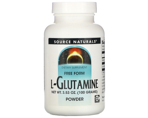 Source Naturals, L-глютамин, порошок в свободной форме 3.53 унции (100 г)