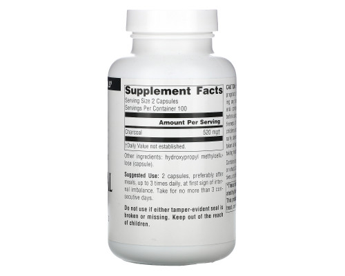 Source Naturals, Древесный уголь, 260 мг, 200 капсул Source Naturals, Древесный уголь, 260 мг, 200 капсул