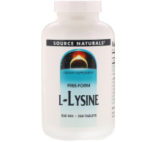 Source Naturals, L-лизин, 500 мг, 250 таблеток