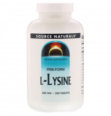 Source Naturals, L-лизин, 500 мг, 250 таблеток