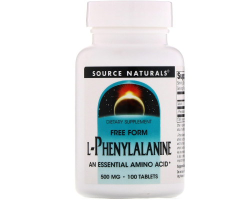 Source Naturals, L-фенилаланин, 500 мг, 100 таблеток