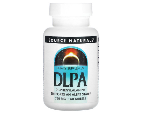 Source Naturals, Аминокислотная добавка DL-Фенилаланин (DLPA), 750 мг, 60 таблеток Source Naturals, Аминокислотная добавка DL-Фенилаланин (DLPA), 750 мг, 60 таблеток