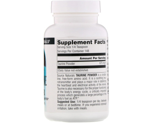Source Naturals, Порошок таурина, 3.53 унций (100 г) Source Naturals, Порошок таурина, 3.53 унций (100 г)