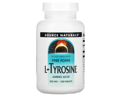 Source Naturals, L-Тирозин, 500 мг, 100 таблеток Source Naturals, L-Тирозин, 500 мг, 100 таблеток