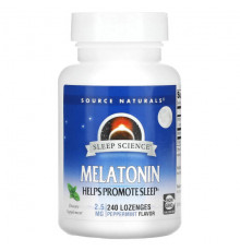 БАДы Source Naturals, Мелатонин, перечная мята, 2,5 мг, 240 пастилок