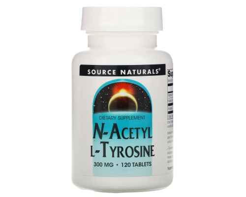 Source Naturals, N-ацетил L-тирозин, 300 мг, 120 таблеток Source Naturals, N-ацетил L-тирозин, 300 мг, 120 таблеток