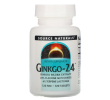 Source Naturals, Гинкго-24, 120 мг, 120 таблеток