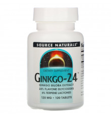 Source Naturals, Гинкго-24, 120 мг, 120 таблеток